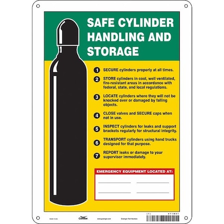 Safety Sign, 14 in Height, 10 in Width, Polyethylene, Vertical Rectangle, English, 471N61 MPN:471N61