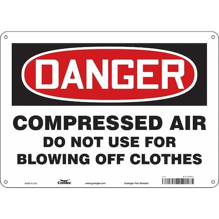 Safety Sign, 10 in Height, 14 in Width, Aluminum, Horizontal Rectangle, English, 471P21 MPN:471P21
