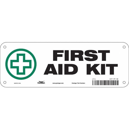 First Aid Kit, 10 in W x 3 1/2 in H, Vertical Rectangle, Vinyl, 471T10 MPN:471T10