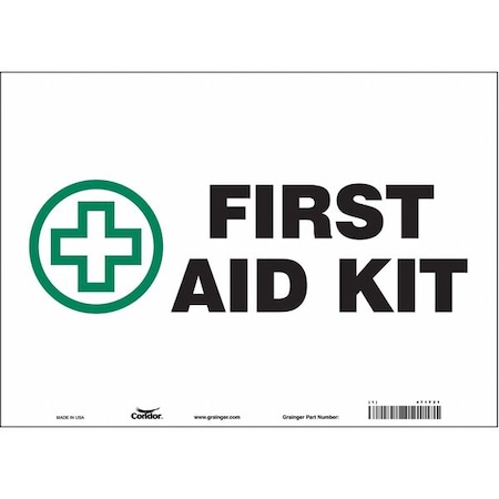 First Aid Kit, 14 in W x 10 in H, Horizontal Rectangle, Vinyl, 471T21 MPN:471T21