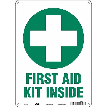 First Aid Kit Inside, 10 in W x 14 in H, Vertical Rectangle, Aluminum, 471T23 MPN:471T23
