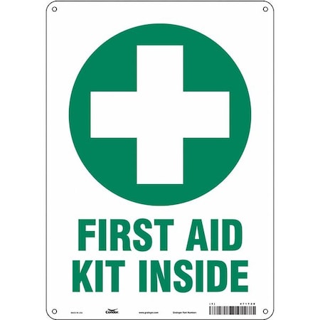 First Aid Kit Inside, 10 in W x 14 in H, Vertical Rectangle, Vinyl, 471T28 MPN:471T28