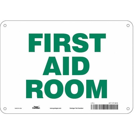 First Aid Room, 10 in W x 7 in H, Vertical Rectangle, Aluminum, 471T29 MPN:471T29