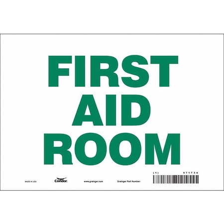 First Aid Room, 10 in W x 7 in H, Vertical Rectangle, Vinyl, 471T34 MPN:471T34