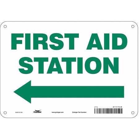 First Aid Station, 10 in W x 7 in H, Vertical Rectangle, Aluminum, 471T36 MPN:471T36