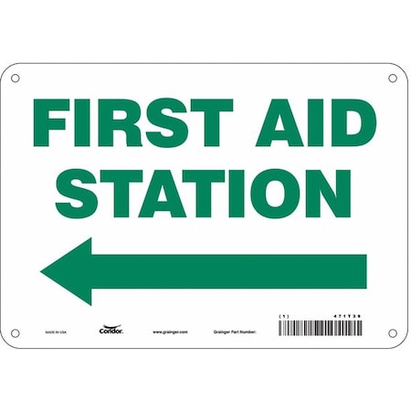 First Aid Station, 10 in W x 7 in H, Vertical Rectangle, Polyethylene, 471T39 MPN:471T39