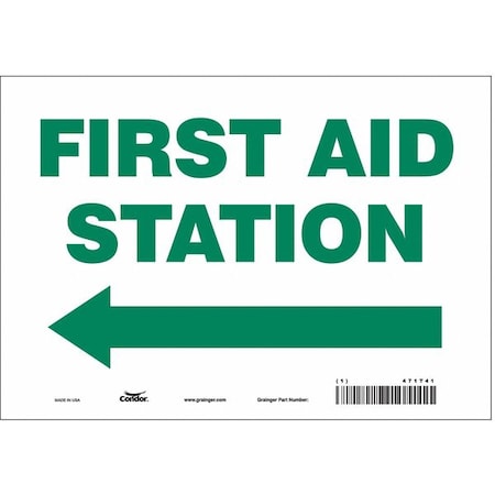 First Aid Station, 10 in W x 7 in H, Vertical Rectangle, Vinyl, 471T41 MPN:471T41