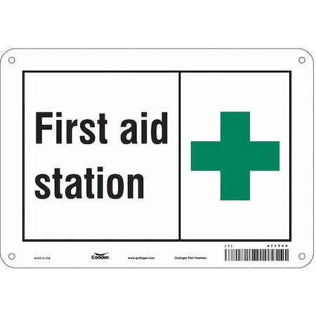 First Aid Station, 10 in W x 7 in H, Vertical Rectangle, Aluminum, 471T44 MPN:471T44