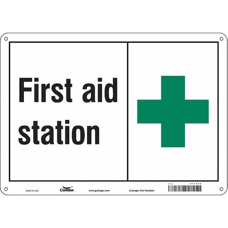 First Aid Station, 14 in W x 10 in H, Horizontal Rectangle, Aluminum, 471T45 MPN:471T45