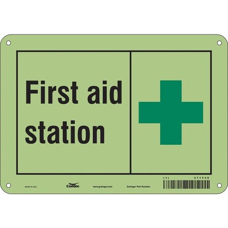 First Aid Station, 10 in W x 7 in H, Vertical Rectangle, Polyethylene, 471T48 MPN:471T48