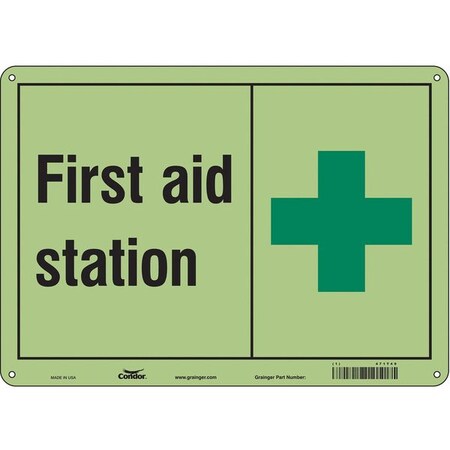 First Aid Station, 14 in W x 10 in H, Horizontal Rectangle, Polyethylene, 471T49 MPN:471T49