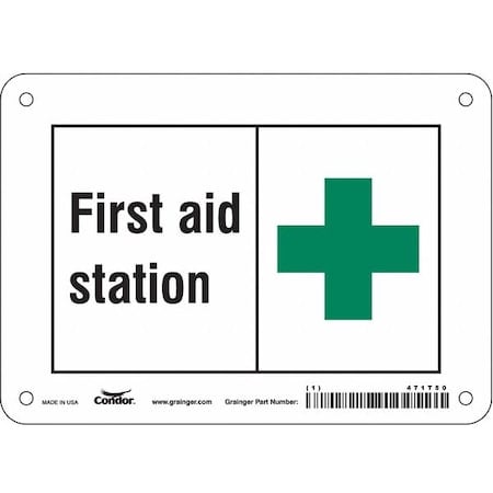 First Aid Station, 7 in W x 5 in H, Horizontal Rectangle, Polyethylene, 471T50 MPN:471T50