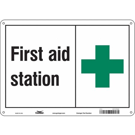 First Aid Station, 14 in W x 10 in H, Horizontal Rectangle, Polyethylene, 471T52 MPN:471T52