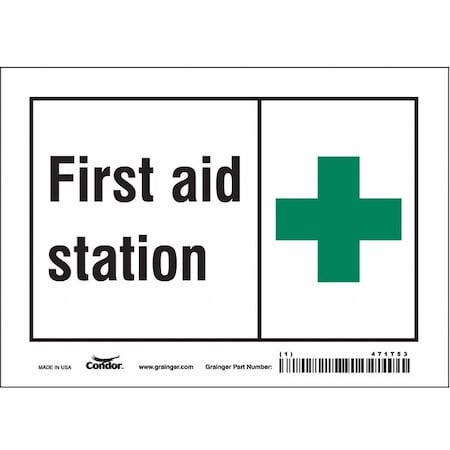 First Aid Station, 7 in W x 5 in H, Horizontal Rectangle, Vinyl, 471T53 MPN:471T53