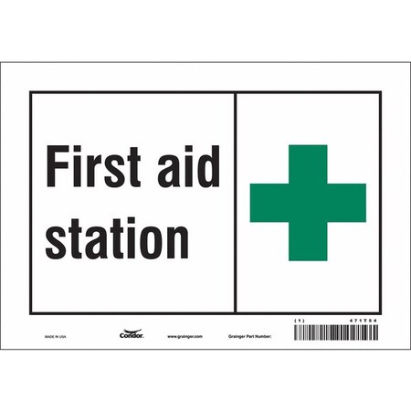 First Aid Station, 10 in W x 7 in H, Vertical Rectangle, Vinyl, 471T54 MPN:471T54