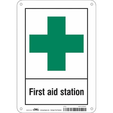 First Aid Station, 7 in W x 10 in H, Horizontal Rectangle, Aluminum, 471T57 MPN:471T57