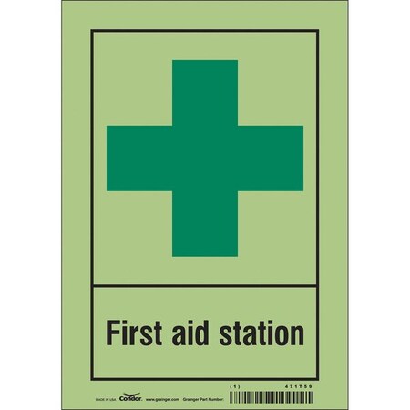 First Aid Station, 7 in W x 10 in H, Horizontal Rectangle, Glow Vinyl, 471T59 MPN:471T59