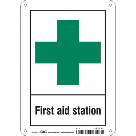 First Aid Station, 7 in W x 10 in H, Horizontal Rectangle, Polyethylene, 471T64 MPN:471T64
