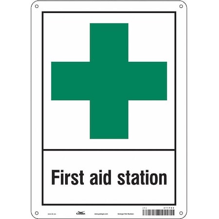 First Aid Station, 10 in W x 14 in H, Vertical Rectangle, Polyethylene, 471T65 MPN:471T65