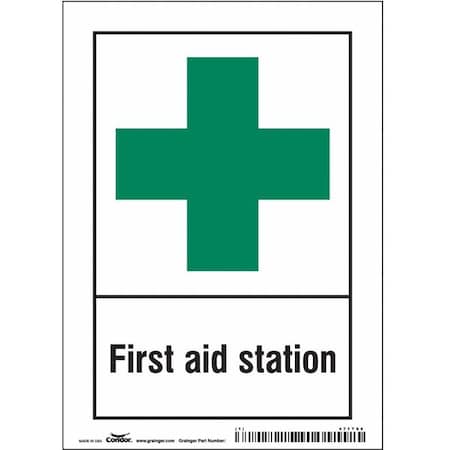 First Aid Station, 5 in W x 7 in H, Vertical Rectangle, Vinyl, 471T66 MPN:471T66