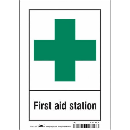 First Aid Station, 7 in W x 10 in H, Horizontal Rectangle, Vinyl, 471T67 MPN:471T67