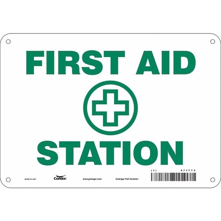 First Aid Station, 10 in W x 7 in H, Vertical Rectangle, Polyethylene, 471T73 MPN:471T73