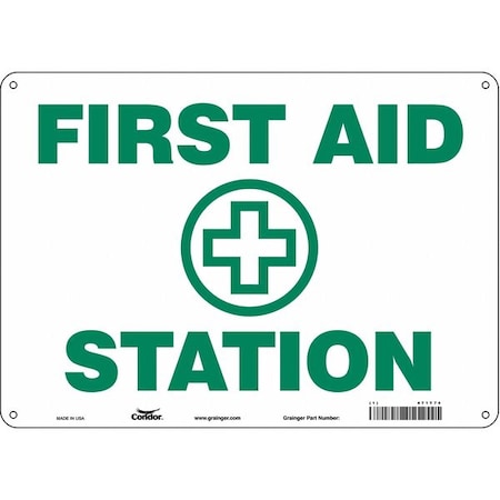First Aid Station, 14 in W x 10 in H, Horizontal Rectangle, Polyethylene, 471T74 MPN:471T74
