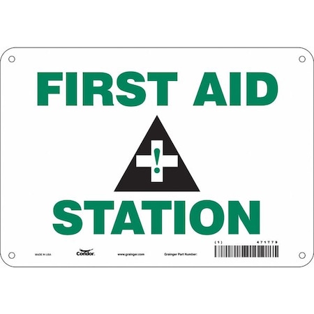 First Aid Station, 10 in W x 7 in H, Vertical Rectangle, Polyethylene, 471T79 MPN:471T79