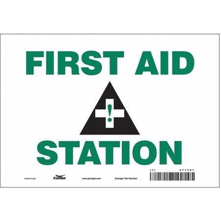 First Aid Station, 10 in W x 7 in H, Vertical Rectangle, Vinyl, 471T81 MPN:471T81