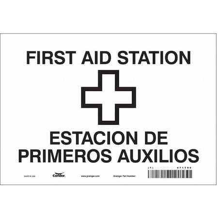 First Aid Station/Estacion De Primeros Auxilios, 10 in W x 7 in H, Vertical Rectangle, Vinyl, 471T90 MPN:471T90
