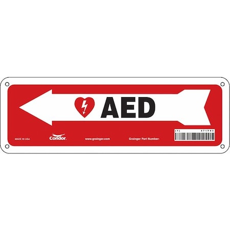 AED, 12 in W x 4 in H, Vertical Rectangle, Polyethylene, 471T93 MPN:471T93