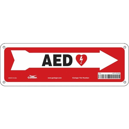 AED, 12 in W x 4 in H, Vertical Rectangle, Polyethylene, 471T96 MPN:471T96