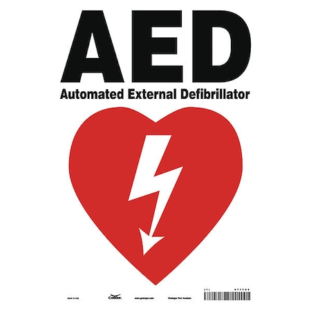 AED Automated External Defibrillator, 10 in W x 14 in H, Vertical Rectangle, Aluminum, 471T99 MPN:471T99