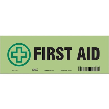 First Aid, Glow Vinyl, 3 1/2 in x 10 in, Adhesive MPN:471U08