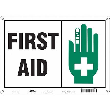 First Aid, 14 in W x 10 in H, Horizontal Rectangle, Aluminum, 471U23 MPN:471U23