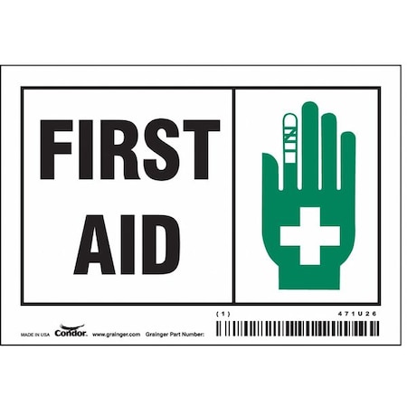 First Aid, 5 in W x 3 1/2 in H, Horizontal Rectangle, Vinyl, 471U26 MPN:471U26
