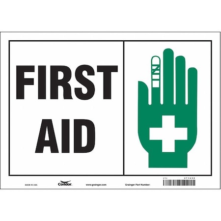 First Aid, 14 in W x 10 in H, Horizontal Rectangle, Vinyl, 471U28 MPN:471U28