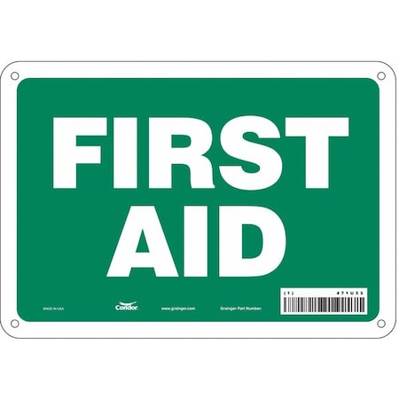First Aid, 10 in W x 7 in H, Vertical Rectangle, Aluminum, 471U33 MPN:471U33