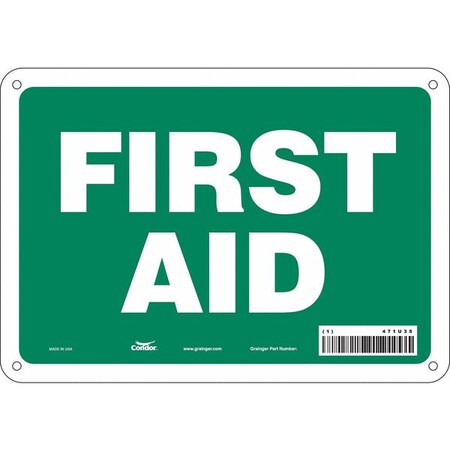 First Aid, 10 in W x 7 in H, Vertical Rectangle, Polyethylene, 471U35 MPN:471U35