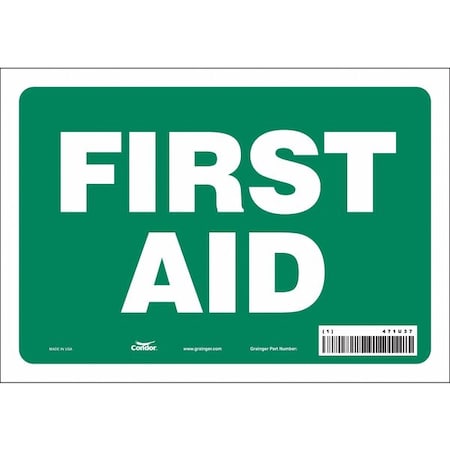 First Aid, 10 in W x 7 in H, Vertical Rectangle, Vinyl, 471U37 MPN:471U37