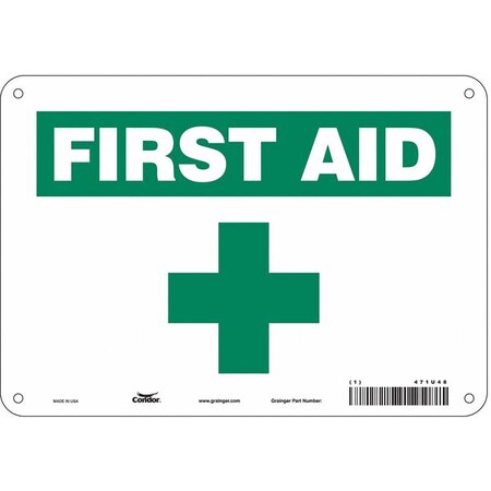 First Aid, 10 in W x 7 in H, Vertical Rectangle, Aluminum, 471U48 MPN:471U48