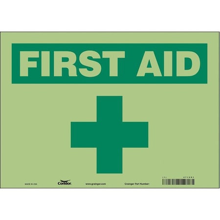 First Aid, 14 in W x 10 in H, Horizontal Rectangle, Glow Vinyl, 471U51 MPN:471U51