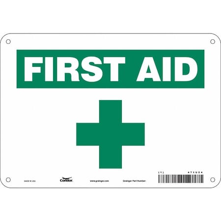 First Aid, 10 in W x 7 in H, Vertical Rectangle, Polyethylene, 471U54 MPN:471U54