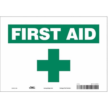 First Aid, 10 in W x 7 in H, Vertical Rectangle, Vinyl, 471U56 MPN:471U56