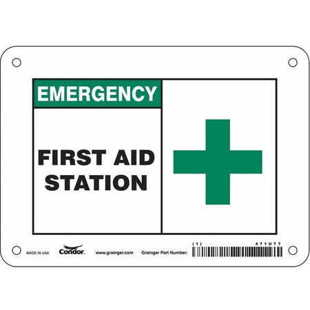 First Aid Station, 7 in W x 5 in H, Horizontal Rectangle, Polyethylene, 471U77 MPN:471U77