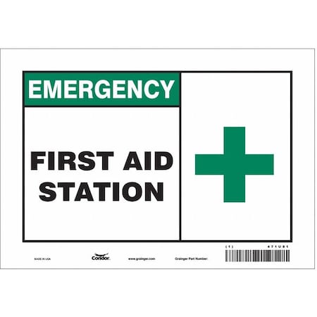 First Aid Station, 10 in W x 7 in H, Vertical Rectangle, Vinyl, 471U81 MPN:471U81