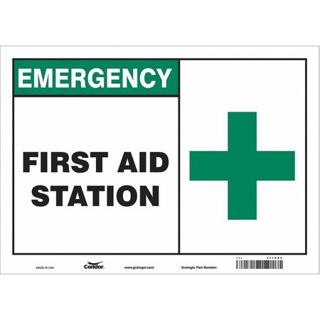 First Aid Station, 14 in W x 10 in H, Horizontal Rectangle, Vinyl, 471U82 MPN:471U82