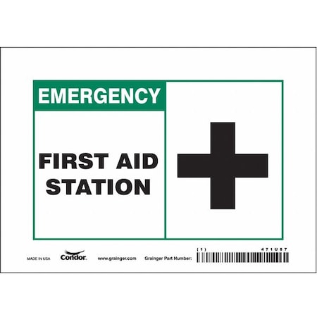 First Aid Station, 7 in W x 5 in H, Horizontal Rectangle, Vinyl, 471U87 MPN:471U87