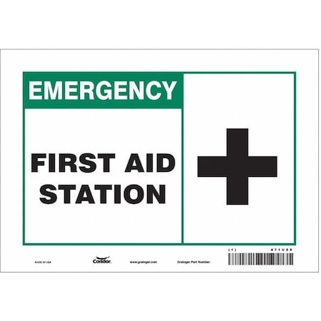 First Aid Station, 10 in W x 7 in H, Vertical Rectangle, Vinyl, 471U88 MPN:471U88