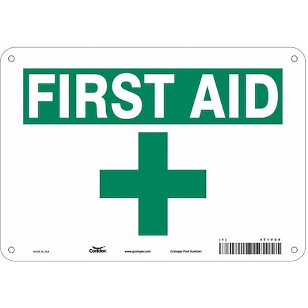First Aid, 10 in W x 7 in H, Vertical Rectangle, Aluminum, 471V09 MPN:471V09